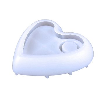 DIY Candle Holder Silicone Molds, Resin Plaster Cement Casting Molds, Heart, 13.2x14.6x3.3cm