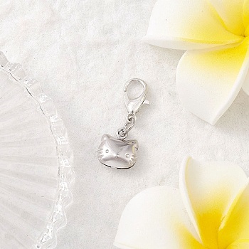 316 Surgical Stainless Steel Cat Pendant Decorations, with Alloy Lobster Claw Clasps, Stainless Steel Color, 25mm