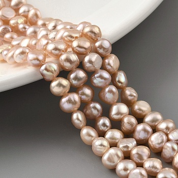 Natural Cultured Freshwater Pearl Beads Strands, Two Sides Polished, Grade 5A, Light Salmon, 4~5mm, Hole: 0.5mm, about 39pcs/strand, 7.09''(18cm)