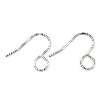 316 Surgical Stainless Steel Earring Hooks, Ear Wire, with Horizontal Loop, Platinum, 21x17x0.8mm, Hole: 5mm, Pin: 0.8mm