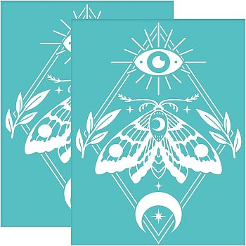 Self-Adhesive Silk Screen Printing Stencil, for Painting on Wood, DIY Decoration T-Shirt Fabric, Turquoise, Insect Pattern, 195x140mm