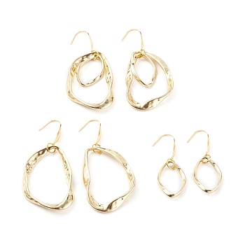 Alloy Twisted Ring Dangle Earring Sets, with 316 Surgical Stainless Steel Earring Hooks, Golden, 68mm and 45mm, Pin: 0.85mm, 3pairs/set