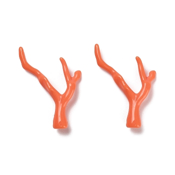 Opaque Acrylic Pendant, Diy Hairpin Accessories, Coral Shape, Coral, 46x34x8.5mm, Hole: 1.8mm