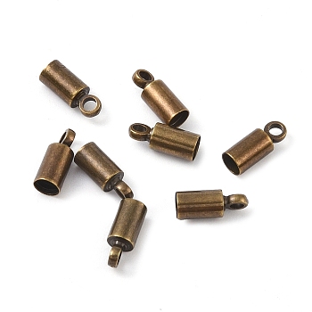 Brass Cord Ends, Nickel Free, Antique Bronze, 9x3.5mm, Hole: 1.5mm, 3mm inner diameter