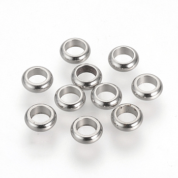 201 Stainless Steel Spacer Beads, Donut, Stainless Steel Color, 5x3.1mm, Hole: 1.8mm