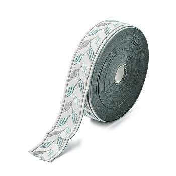 Embroidery Polyester Ribbon, Jacquard Ribbon, Garment Accessories, Leaf Pattern, Light Steel Blue, 1-3/8 inch(35mm), 25 yards/roll