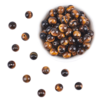 Round Tiger Eye Beads Strands, Grade AB+, 8mm, Hole: 1mm, about 48pcs/Strand, 2strands/box