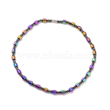 Synthetic Hematite & Brass Column Beaded Necklace Bracelet with Magnetic Clasps(SJEW-G079-01D)-2