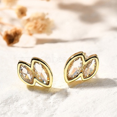 Clear Horse Eye Brass Stud Earrings