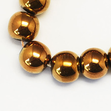 10mm DarkGoldenrod Round Non-magnetic Hematite Beads