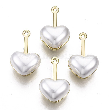 Light Gold White Heart ABS Plastic Pendants