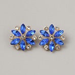 Flower Sew on Rhinestone, Alloy & Glass Rhinestone Buttons, for Costume Bag Hat Accessories, Blue, 20x20x8mm, Hole: 2.5mm(FIND-WH0152-558KCG-01)