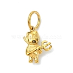 304 Stainless Steel Pendants, Golden, Little Demon with Fork Charm, 13.5x9.5x4mm, Hole: 5mm(STAS-A145-03D-G)