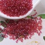 MIYUKI Delica Beads, Cylinder, Japanese Seed Beads, 11/0, (DB0062) Light Cranberry Lined Topaz Luster, 1.3x1.6mm, Hole: 0.8mm, about 20000pcs/bag, 100g/bag(SEED-J020-DB0062)