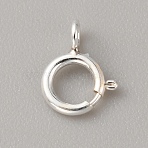 925 Sterling Silver Spring Ring Clasps, Silver, 7.5x6x1mm, Hole: 1.4mm, Inner Diameter: 3mm(STER-WH0008-16A-S)