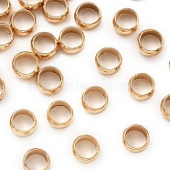 Brass Crimp Beads, Light Gold, 4.5x2mm, Hole: 3mm(KK-S509-01KCG-03)