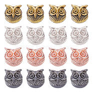 Owl Alloy Beads, Mixed Color, 11x11x9mm, Hole: 1.5mm, 32pcs/box(PALLOY-FH0001-07-RS)