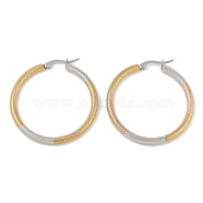 201 Stainless Steel Hoop Earrings, with 304 Stainless Steel Pin, Golden & Stainless Steel Color, 41x3mm(EJEW-I309-35GP)