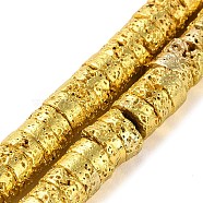 Electroplated Natural Lava Rock Beads Strands, Disc, Heishi Beads, Golden Plated, 6.5x3mm, Hole: 1.4mm, about 137pcs/strand, 15.87''(40.3cm)(G-I360-A01-01)