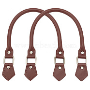 Cowhide Leather Bag Handles, with Alloy Rings, for Bag Replacement Accessories, Coconut Brown, 46.5x1.4cm(FIND-WH0111-384D)