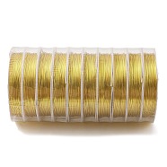 10 Rolls Round Copper Wire, Long-Lasting Plated, Golden, 24 Gauge, 0.5mm, 5.5m/roll(CWIR-C003-01D-G)