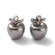 Non-Tarnish 304 Stainless Steel Charm, 3D Apple Charm, Stainless Steel Color, 11x8mm, Hole: 1.6mm(X-STAS-M323-53P)