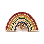 Pride Rainbow Theme Enamel Pins, Light Gold Alloy Badge for Backpack Clothes, Colorful, Rainbow, 16x25x1.5mm(JEWB-G031-01A)