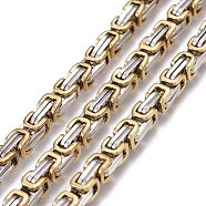 304 Stainless Steel Byzantine Chains, Unwelded, Golden & Stainless Steel Color, 8~11.5x5mm(CHS-K010-03A-PG)