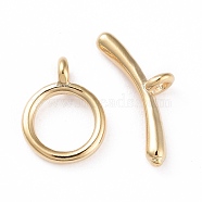 Eco-friendly Brass Toggle Clasps, Cadmium Free & Lead Free, Long-Lasting Plated, Ring, Real 24K Gold Plated, Ring: 10x7.5x1mm, Bar: 5x13.5x2.5mm, Hole: 1mm(KK-D082-12G)