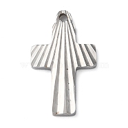 304 Stainless Steel Pendants, Cross Charm, Stainless Steel Color, 22x13x1.9mm, Hole: 1.6mm(STAS-D025-02P-01)
