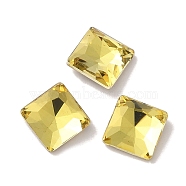 Glass Rhinestone Cabochons, Point Back & Back Plated, Faceted, Square, Citrine, 7x7x3mm(RGLA-P037-06B-D226)