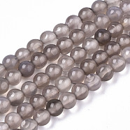 Natural Grey Agate Beads Strands,  Round, 4mm, Hole: 0.5mm, about 91~95pcs/strand, 14.57 inch~15.35 inch(37~39cm)(G-S359-236)
