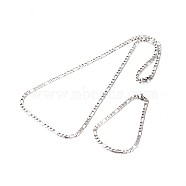 304 Stainless Steel Figaro Chains Jewelry Sets, Necklaces and Bracelets, with Lobster Claw Clasps, Faceted, Stainless Steel Color, 23.6 inch(599mm), 210mm(8-1/4 inch)x4.5mm(SJEW-O030-01)