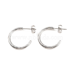 304 Stainless Steel Round Stud Earrings, Half Hoop Earrings, Stainless Steel Color, 20x19x2mm(EJEW-M218-06P)