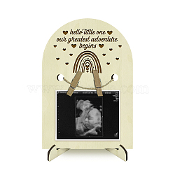 Arch Shape Wood Announcement Picture Frame Stand, for First Time Moms Baby Sonogram Frames, Rainbow, 180x125x4mm, Hole: 10mm(DJEW-WH0070-002)