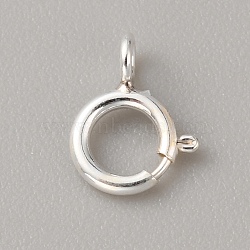 925 Sterling Silver Spring Ring Clasps, Silver, 7.5x6x1mm, Hole: 1.4mm, Inner Diameter: 3mm(STER-WH0008-16A-S)