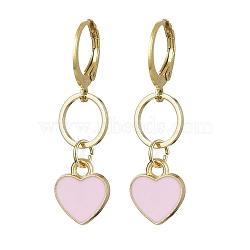 Alloy Enamel Dangle Earrings, 304 Stainless Steel Leverback Earrings for Women, Golden, 37x10mm(EJEW-JE05847)