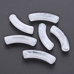 Transparent Acrylic Beads, Imitation Gemstone Style, Curved Tube, White, 33x8x10.5mm, Hole: 1.6mm, about 300pcs/500g(OACR-Q181-003C)