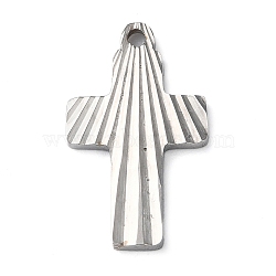 Non-Tarnish 304 Stainless Steel Pendants, Cross Charm, Stainless Steel Color, 22x13x1.9mm, Hole: 1.6mm(STAS-D025-02P-01)