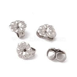 304 Stainless Steel Ear Nuts, Flower, Stainless Steel Color, 6x5.5x3mm, Hole: 0.6mm(STAS-P307-09P)