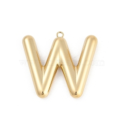 304 Stainless Steel Pendants, Ion Plating(IP), Letter Charm, Letter W, 36.5x40x6mm, hole: 2.1mm(STAS-I325-146G-W)