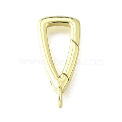 Brass Spring Gate Rings, Long-Lasting Plated, Lead Free & Cadmium Free, Rack Plating, Triangle Charm, Real 18K Gold Plated, 20x9x4mm, Hole: 2x1mm(KK-V007-15G)