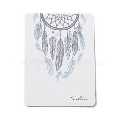 100Pcs Woven Web/Net with Feather Print Paper Jewelry Display Cards, for Earrings and Necklaces Display, Rectangle, 7.8x5.8x0.05cm(AJEW-Z021-01C)