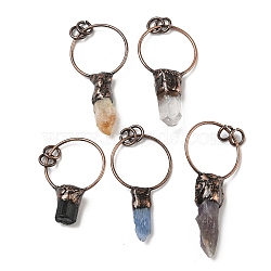 Natural Mixed Gemstone Big Pendants, Nuggets Charms with Brass Rings, Red Copper, 43~68x29.5~30.5x3~13mm, Hole: 6mm(G-H332-06R)