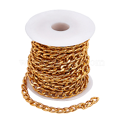 DIY Chain Necklaces Making Kits, Including 5m Unwelded Aluminum Curb Chains and 1Pc Spool, Golden, 9x7x1.8mm(DIY-CA0002-43)