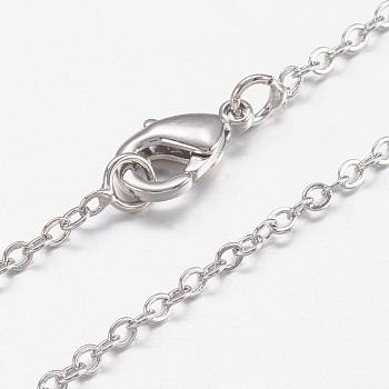 Brass Chain Necklaces, Cross/Rolo Chain, with Lobster Claw Clasps, Real Platinum Plated, 17.6 inch(44.8cm), 1.5mm