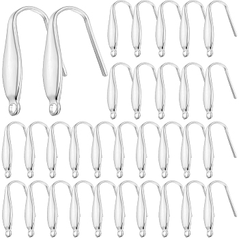100Pcs 304 Stainless Steel Earring Hooks, Ear Wire with Loops, Stainless Steel Color, 20x9x4.5mm, 5 Gauge, Hole: 1.4mm