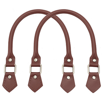 Cowhide Leather Bag Handles, with Alloy Rings, for Bag Replacement Accessories, Coconut Brown, 46.5x1.4cm