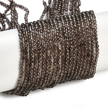 Natural Smoky Quartz Beads Strands, Faceted, Grade AA, Round, 2mm, Hole: 0.5mm, about 184pcs/strand, 15.75''(40cm)