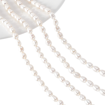 2 Strands Natural Cultured Freshwater Pearl Beads Strands, Rice, Creamy White, 4~5mm, Hole: 0.8mm, about 50~55pcs/strand, 13.7 inch
